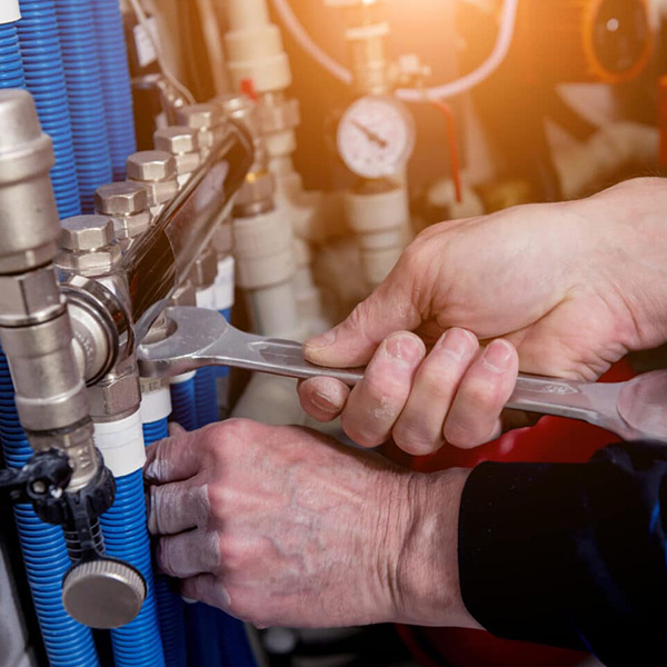 Plumber fixing furnace